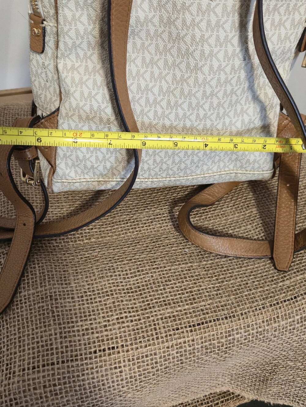 Michael Kors Cream/Beige Logo Mini Backpack - Picture 9 of 14